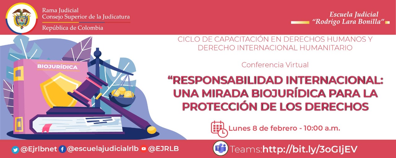 PRIMER CICLO DE CAPACITACIÓN EN DERECHOS HUMANOS Y DERECHO INTERNACIONAL HUMANITARIO 1ra CONFERENCIA VIRTUAL “RESPONSABILIDAD INTERNACIONAL: UNA MIRADA BIOJURÍDICA PARA LA PROTECCIÓN DE LOS DERECHOS HUMANOS”