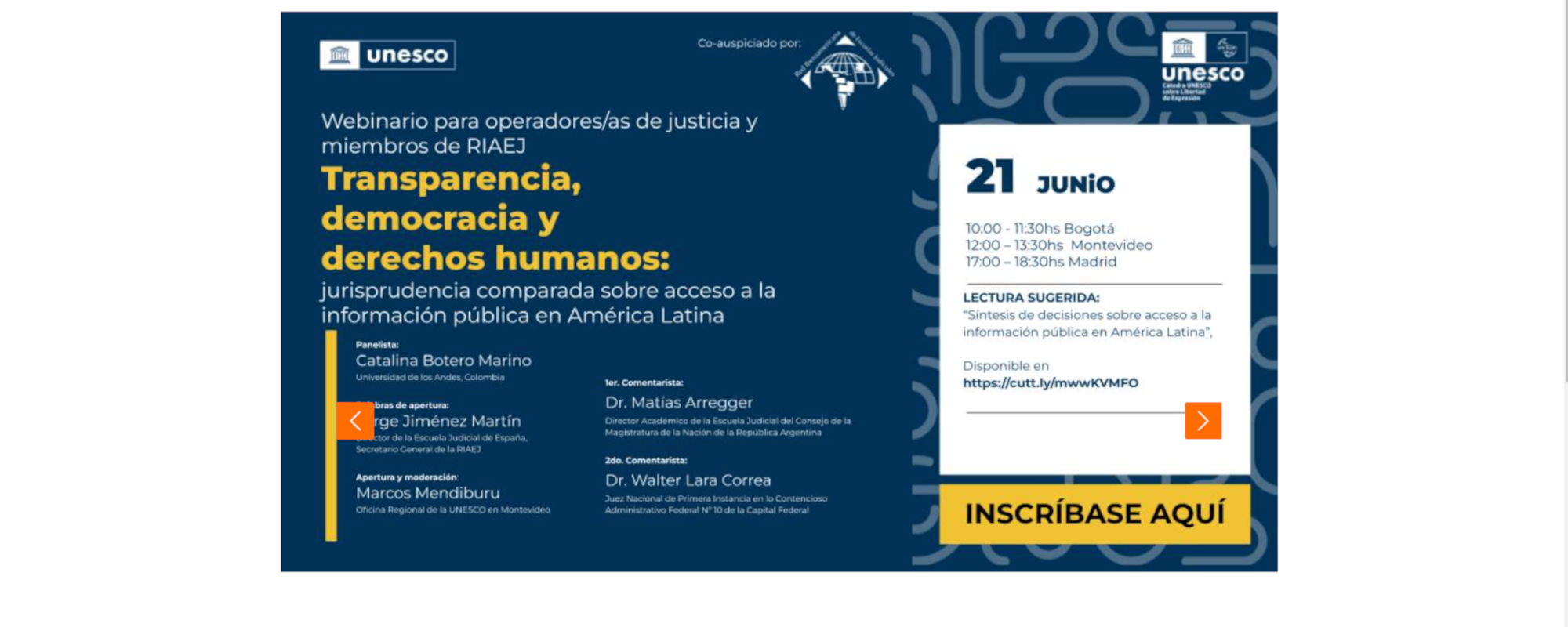 WEBINARIO TRANSPARENCIA, DEMOCRACIA Y DERECHOS HUMANOS 