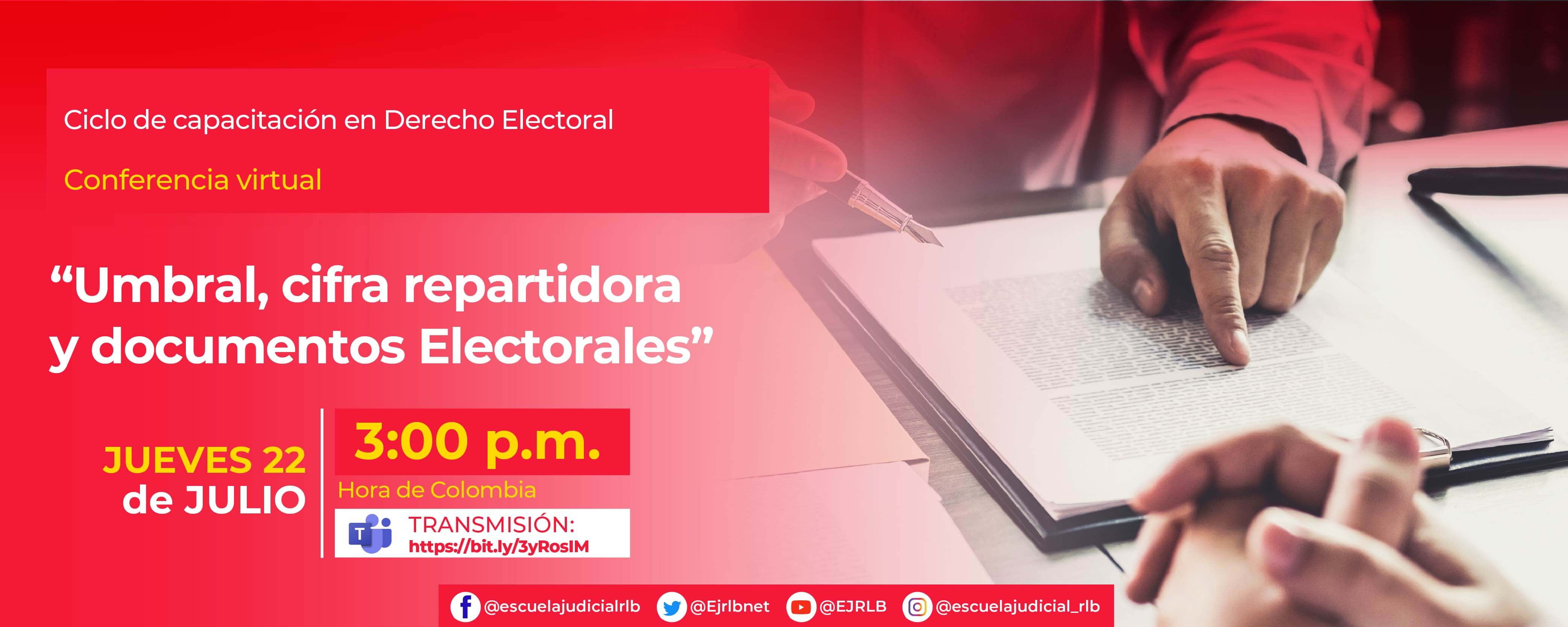 CICLO DE CAPACITACIÓN EN DERECHO ELECTORAL. 1ª CONFERENCIA VIRTUAL:  “UMBRAL, CIFRA REPARTIDORA Y DOCUMENTOS ELECTORALES”