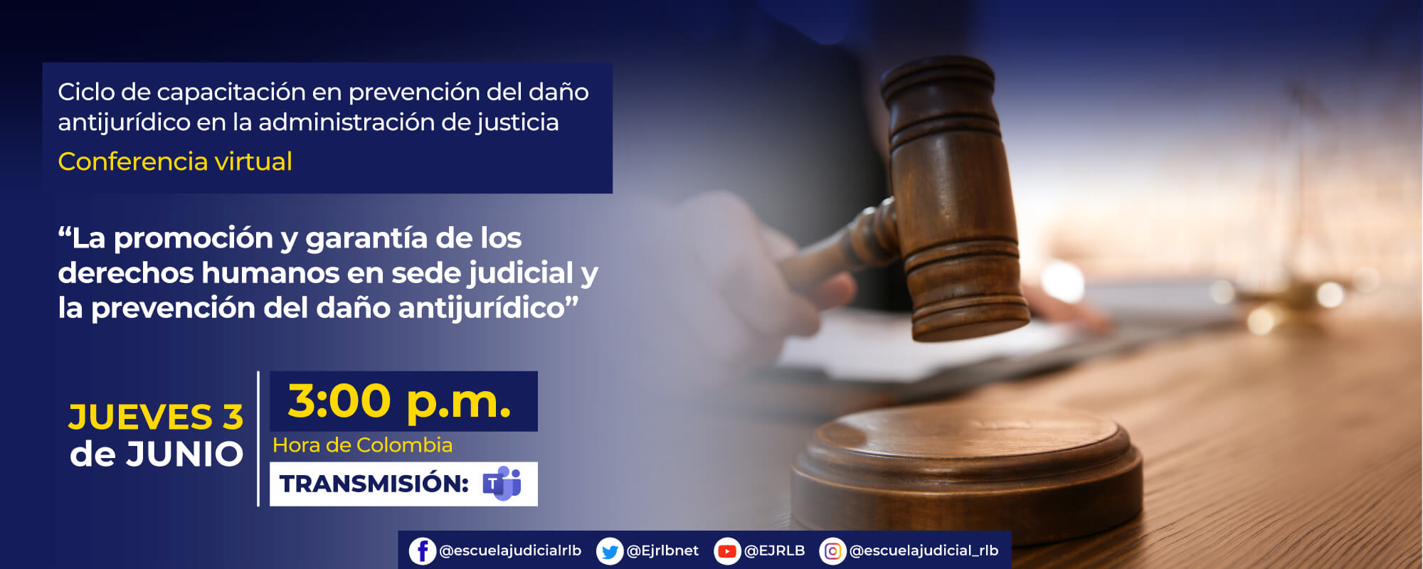 3a Conferencia Virtual: “La promoción y garantía de los derechos humanos en sede judicial y la prevención del daño antijurídico”.