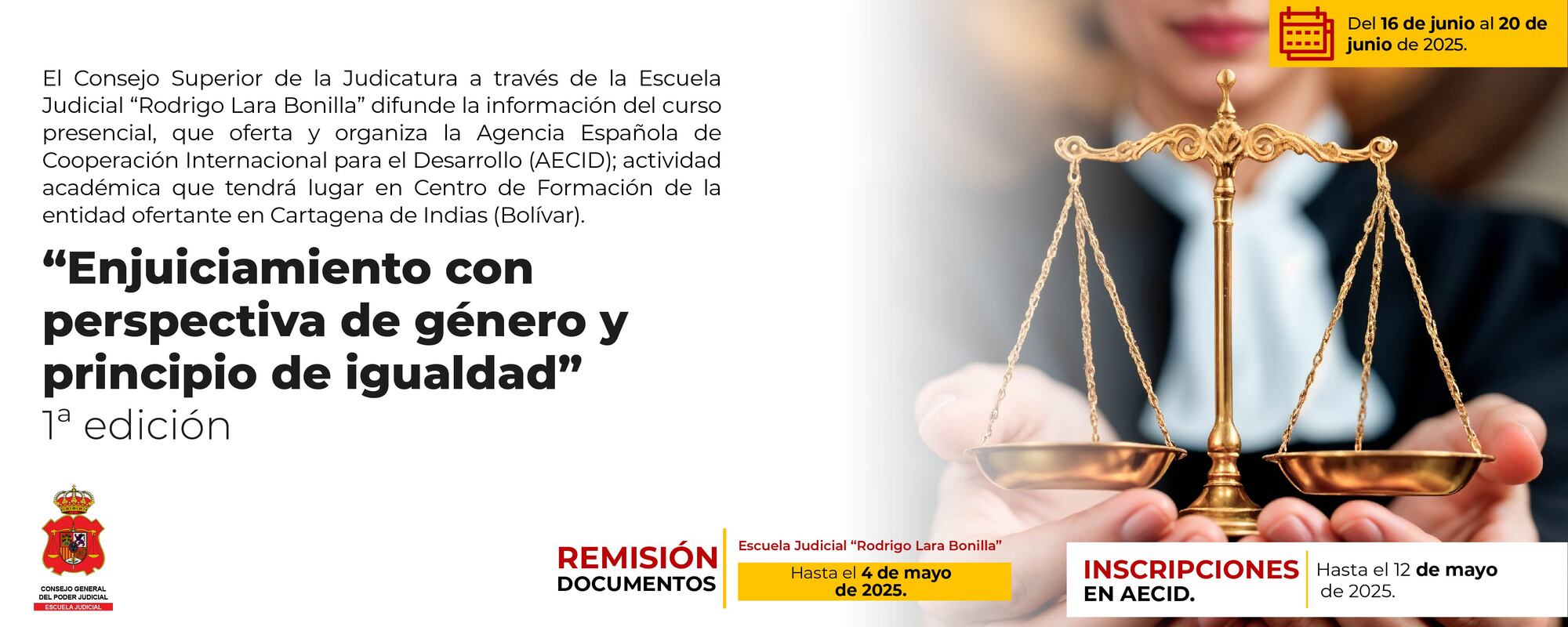 PRESELECCIÓN DE SERVIDORES JUDICIALES PARA PARTICIPAR EN EL CURSO PRESENCIAL:  ENJUICIAMIENTO CON PERSPECTIVA DE GÉNERO Y PRINCIPIO DE IGUALDAD” 1.ª EDICIÓN. PRESENCIAL.