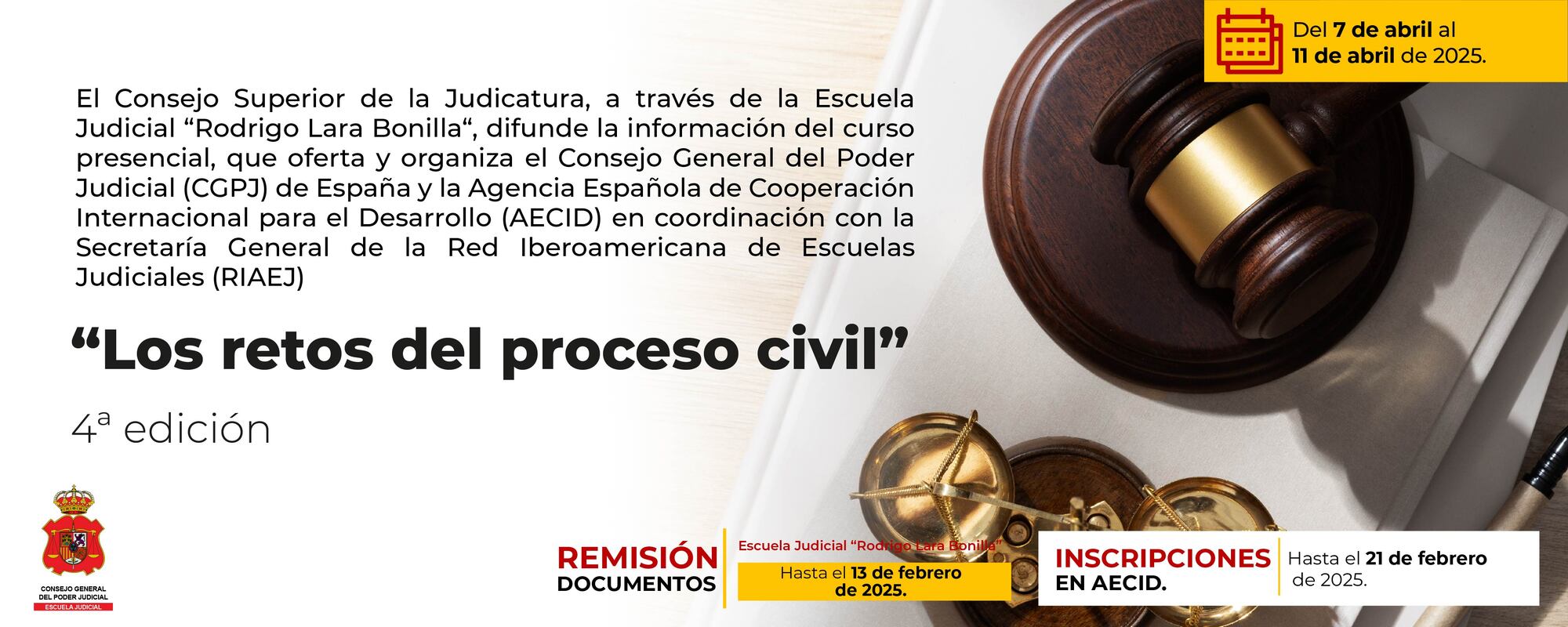 Selección de servidores judiciales para participar en el curso virtual:  “Los retos del proceso civil” 4.ª Edición