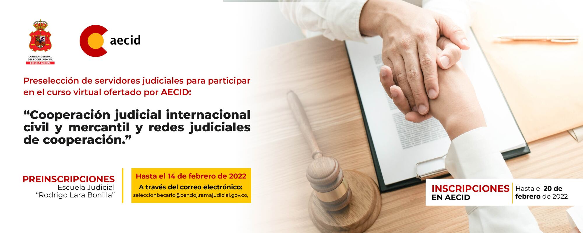 PRESELECCIÓN DE SERVIDORES JUDICIALES PARA PARTICIPAR EN EL CURSO OFERTADO POR AECID 