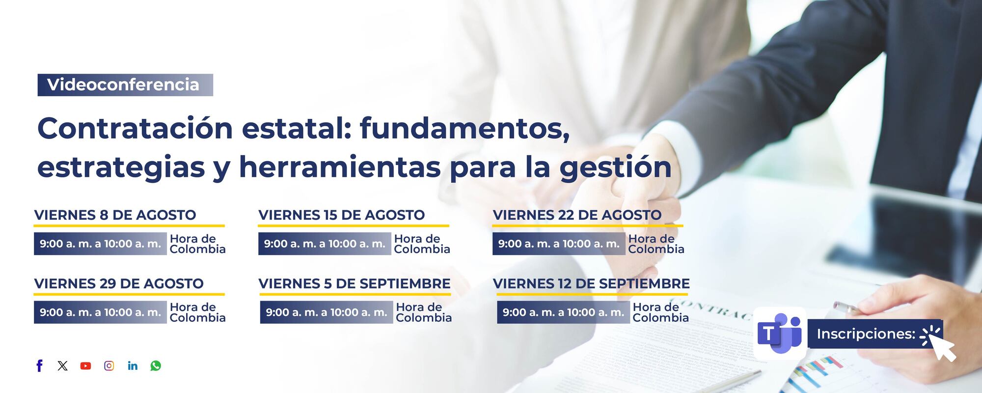 Convocatoria del ciclo de videoconferencias sobre Contratación estatal: fundamentos, estrategias y herramientas para la gestión” 