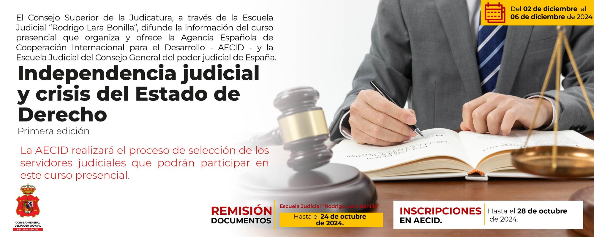PRESELECCIÓN DE SERVIDORES JUDICIALES PARA PARTICIPAR EN EL CURSO OFERTADO POR AECID 
