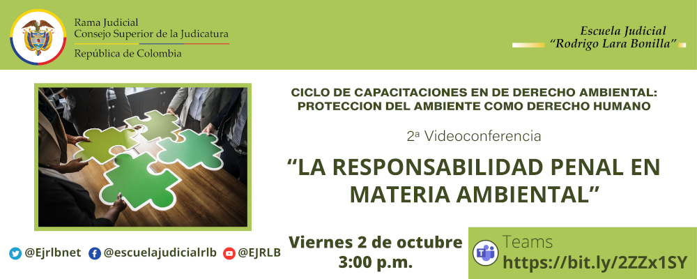  CICLO DE FORMACIÓN EN DERECHO AMBIENTAL: PROTECCION DEL AMBIENTE COMO DERECHO HUMANO    2ª VIDEOCONFERENCIA:  "LA RESPONSABILIDAD PENAL EN MATERIA AMBIENTAL”