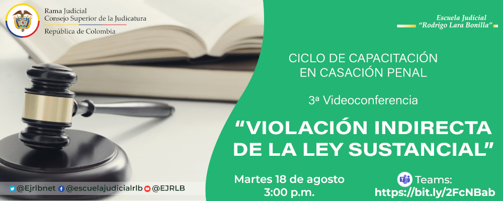 CICLO DE CAPACITACIONES EN CASACIÓN PENAL  3ª VIDEOCONFERENCIA  “VIOLACIÓN INDIRECTA DE LA LEY SUSTANCIAL”