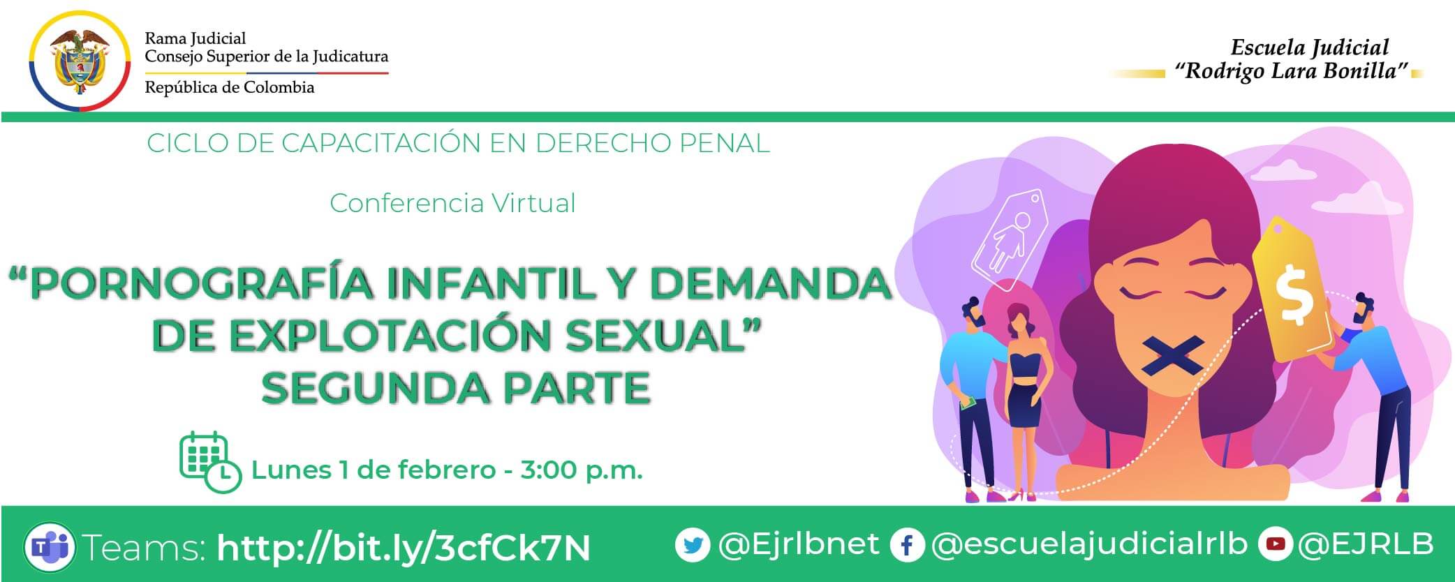 CICLO DE CAPACITACIÓN EN DERECHO PENAL CONFERENCIA VIRTUAL “PORNOGRAFÍA INFANTIL Y DEMANDA DE EXPLOTACIÓN SEXUAL 2ª PARTE”