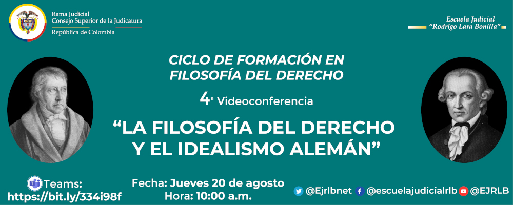 CICLO DE FORMACIÓN EN FILOSOFÍA DEL DERECHO  4ª VIDEOCONFERENCIA  “LA FILOSOFÍA DEL DERECHO Y EL IDEALISMO ALEMÁN”