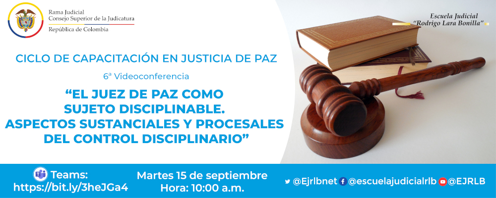 CICLO DE CAPACITACION EN JUSTICIA DE PAZ  6ª VIDEOCONFERENCIA  “EL JUEZ DE PAZ COMO SUJETO DISCIPLINABLE. ASPECTOS SUSTANCIALES Y PROCESALES DEL CONTROL DISCIPLINARIO”