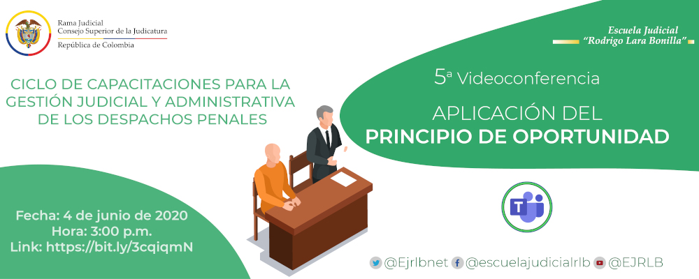 CICLO DE CAPACITACIONES PARA LA GESTIÓN JUDICIAL Y ADMINISTRATIVA DE LOS DESPACHOS PENALES  5ª VIDEOCONFERENCIA  “APLICACIÓN DEL PRINCIPIO DE OPORTUNIDAD”