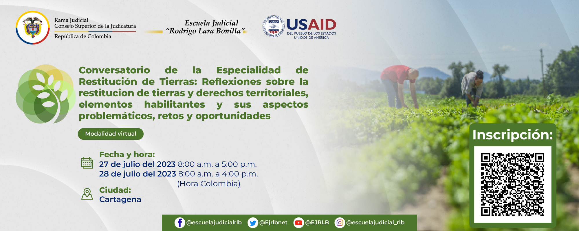 CONVERSATORIO DE LA ESPECIALIDAD DE RESTITUCION DE TIERRAS: REFLEXIONES SOBRE LA RESTITUCION DE TIERRAS Y DERECHOS TERRITORIALES, ELEMENTOS HABILITANTES Y SUS ASPECTOS PROBLEMATICOS, RETOS Y OPORTUNIDADES