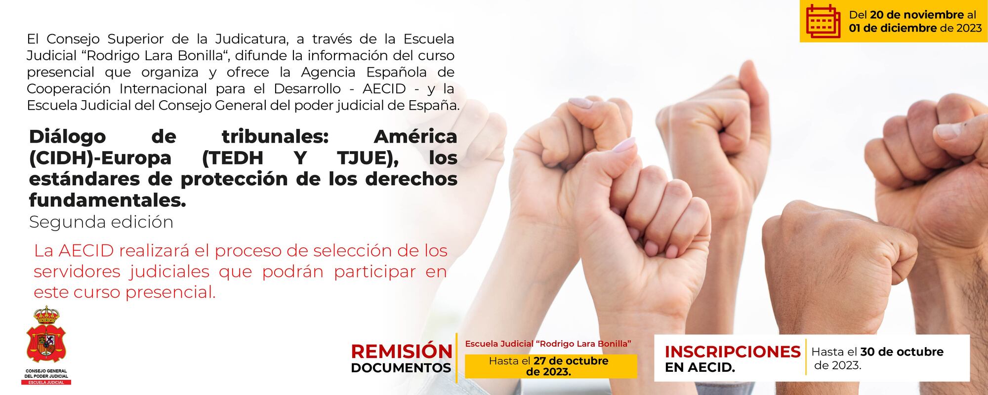 PRESELECCIÓN DE SERVIDORES JUDICIALES PARA PARTICIPAR EN EL CURSO OFERTADO POR AECID